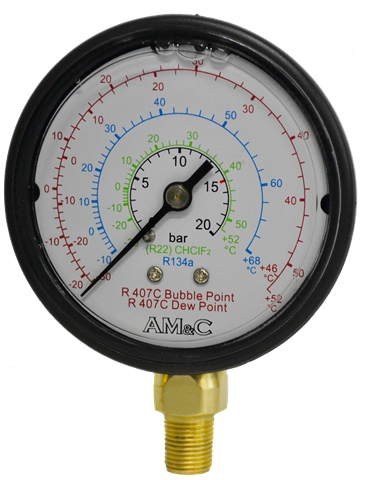 MNSTR series Glycerine Filled Refrigerant Gas Pressure Gauge 